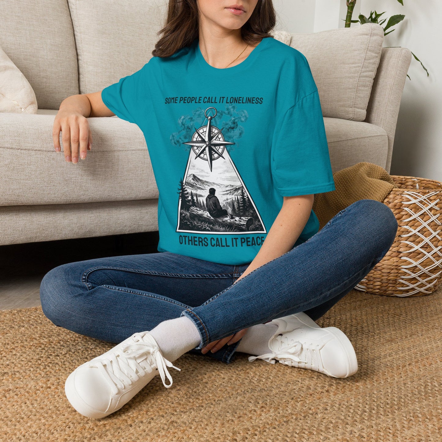 T-Shirt — "Some People Call It Loneliness, Others Call It Peace" Compass Graphic