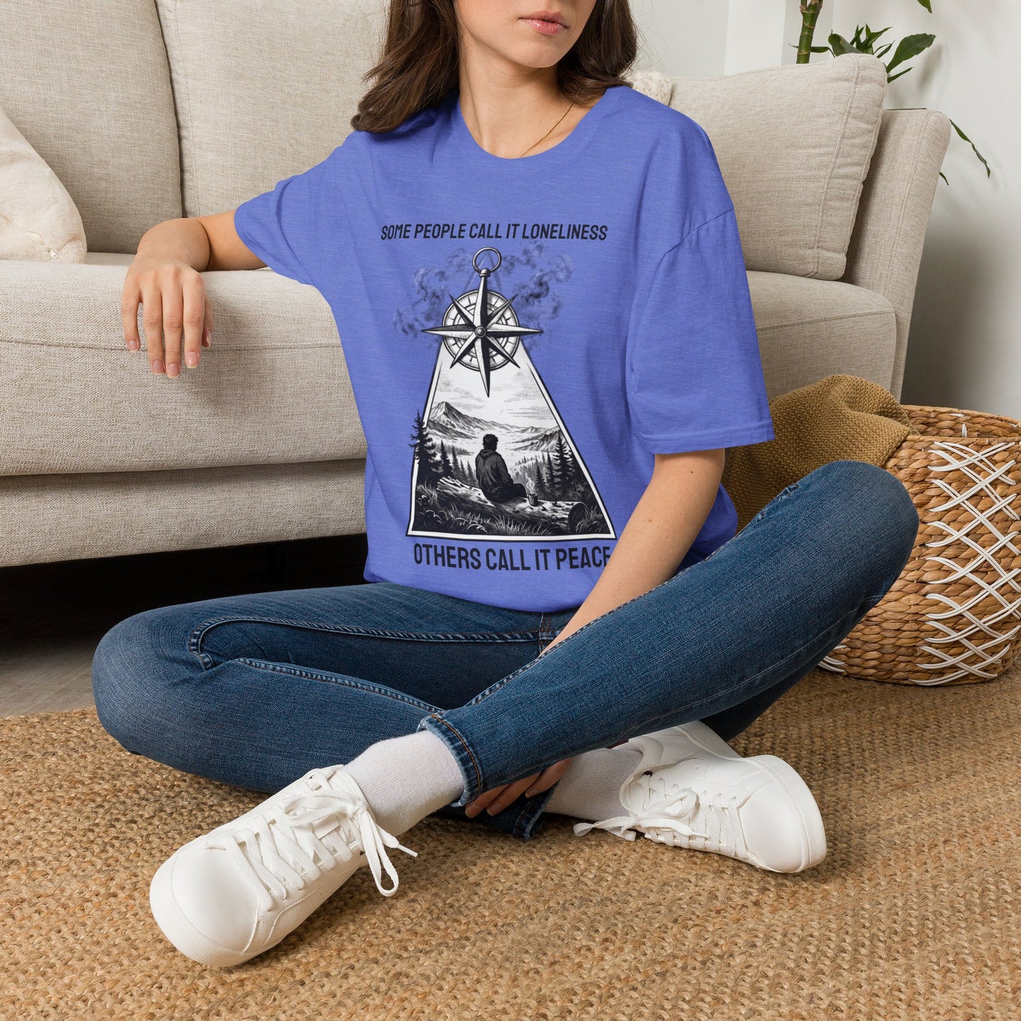 T-Shirt — "Some People Call It Loneliness, Others Call It Peace" Compass Graphic
