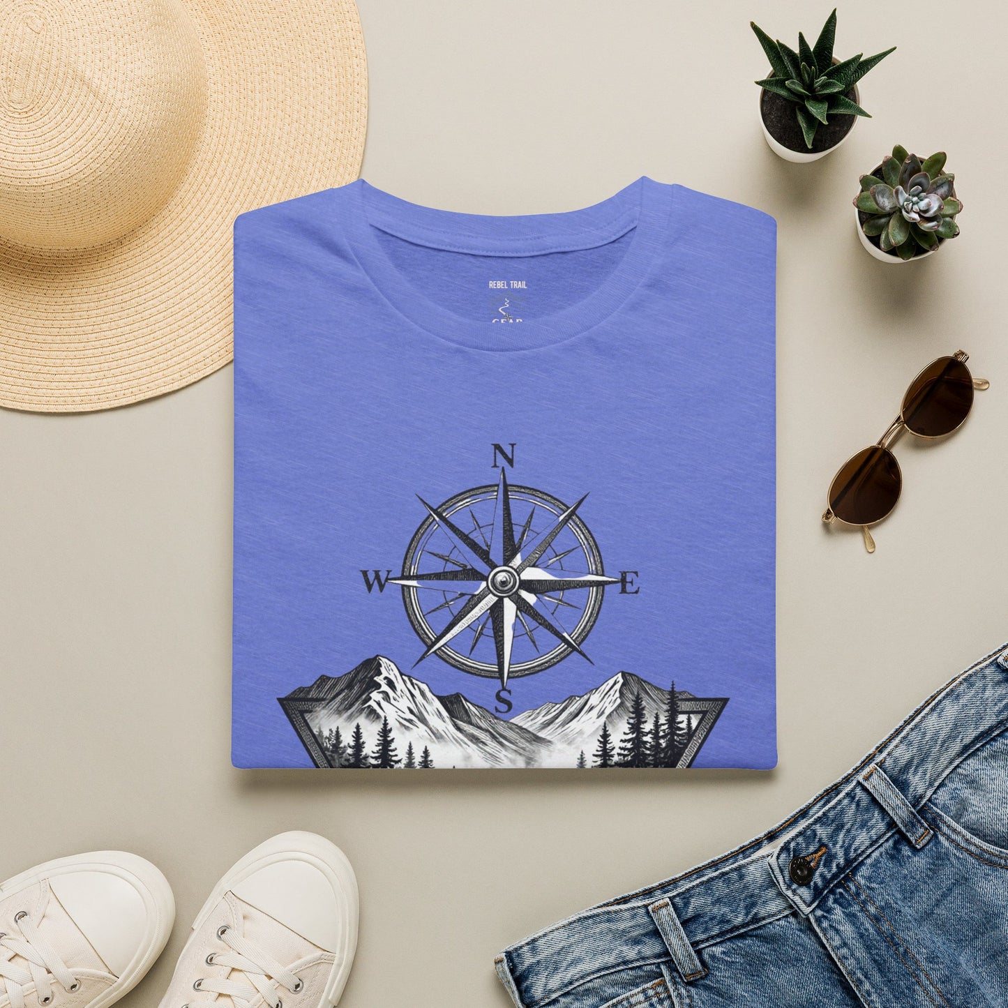 Compass & Mountain T-Shirt — Adventure Travel Graphic Tee