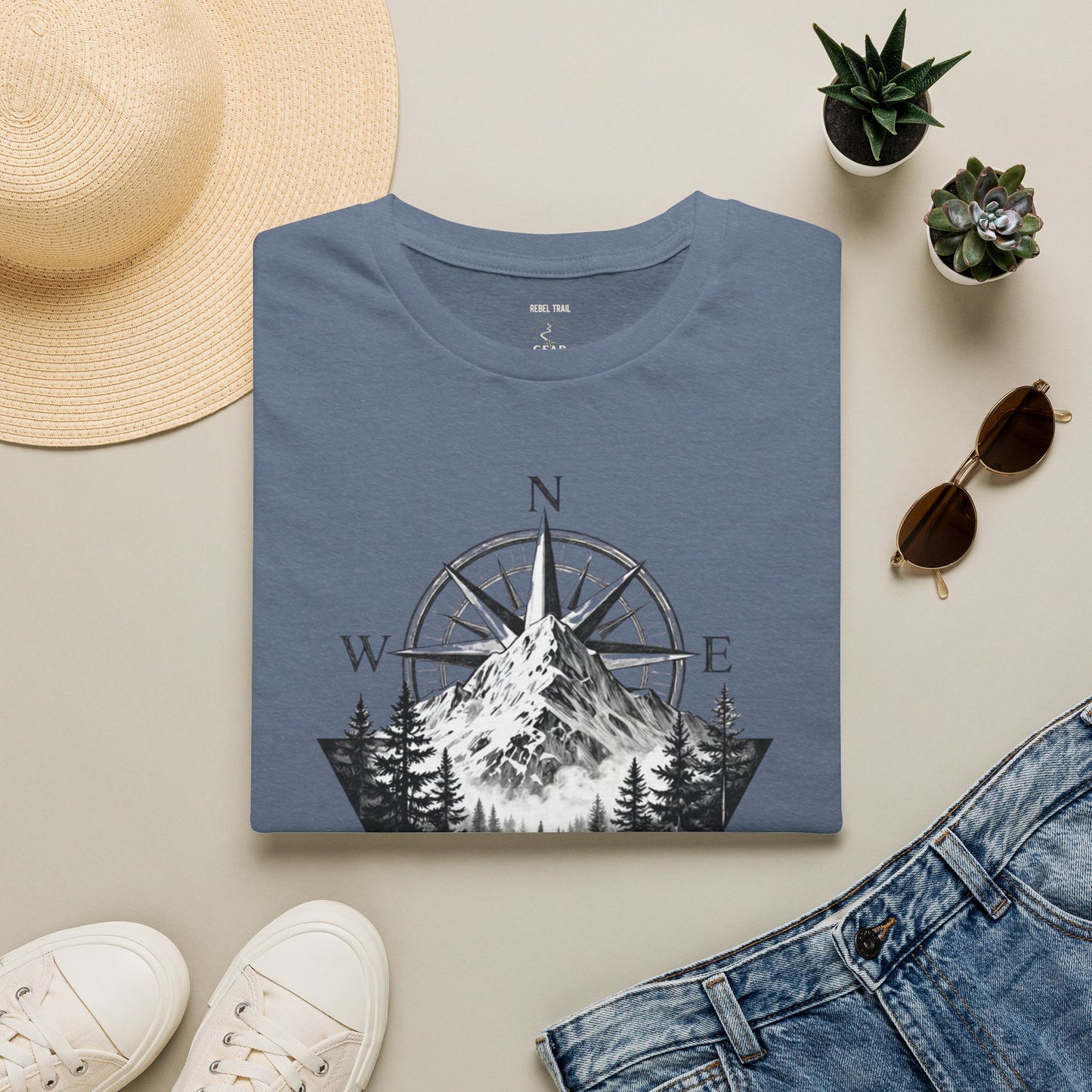 Mountain Compass T‑Shirt — Vintage Wilderness Adventure Tee