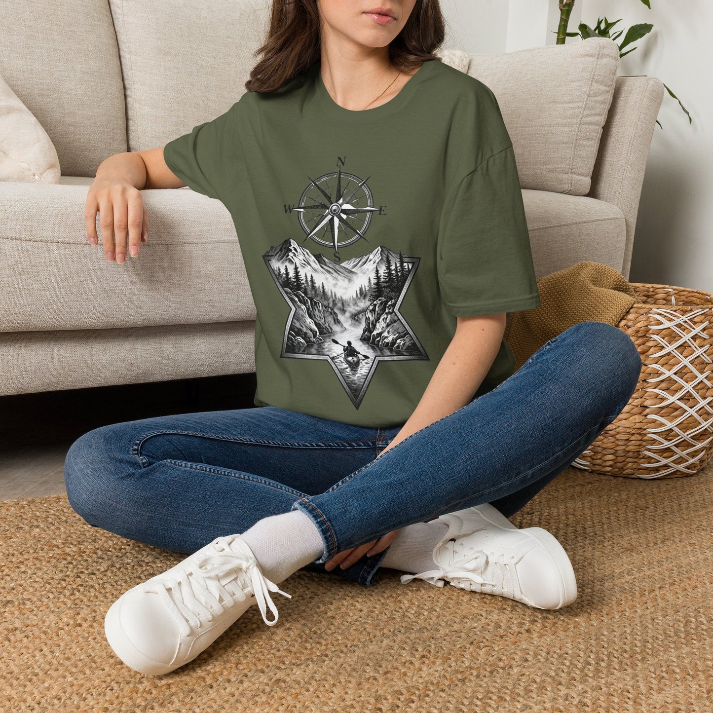 Compass & Mountain T-Shirt — Adventure Travel Graphic Tee