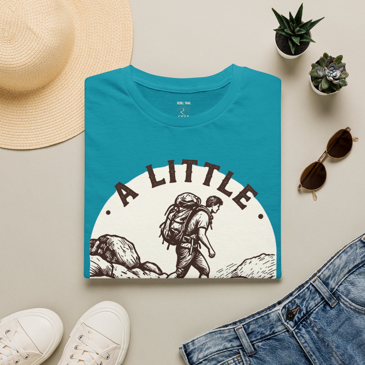 Hiking T-Shirt — "A Little Mud Never Hurt" Vintage Backpacker Tee
