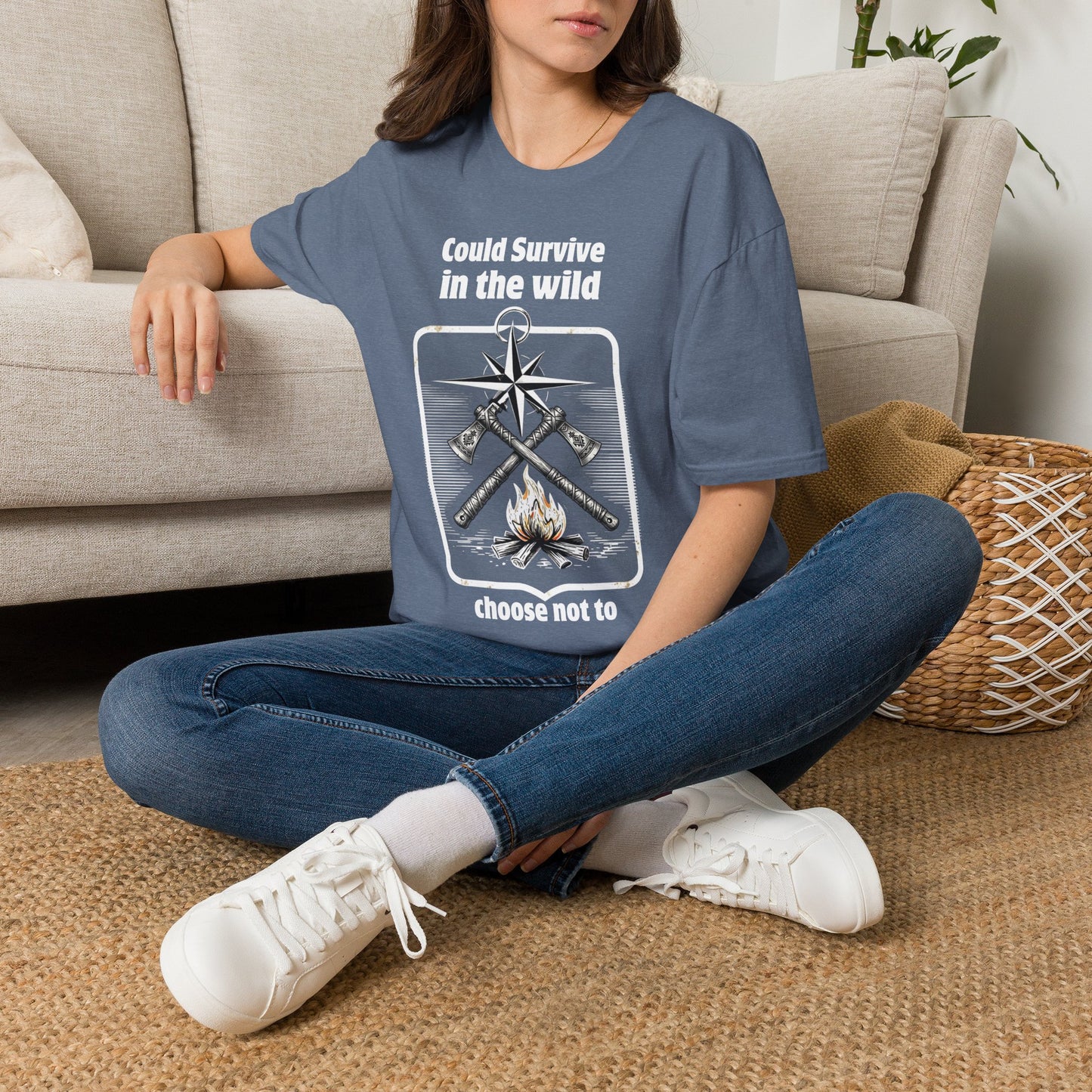 Could Survive in the Wild T-Shirt — Funny Camping Outdoor Tee ("Could Survive in the wild / choose not to")