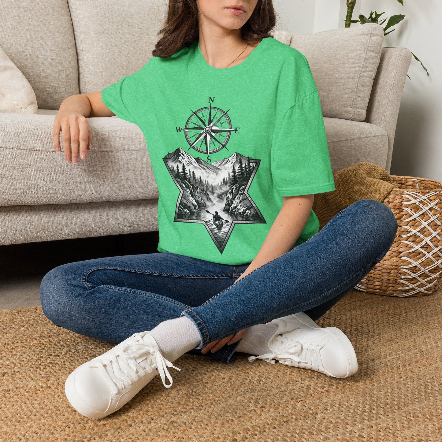 Compass & Mountain T-Shirt — Adventure Travel Graphic Tee