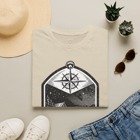 Camping T-Shirt — 'Sleeping Rough' Night Sky Tent Graphic