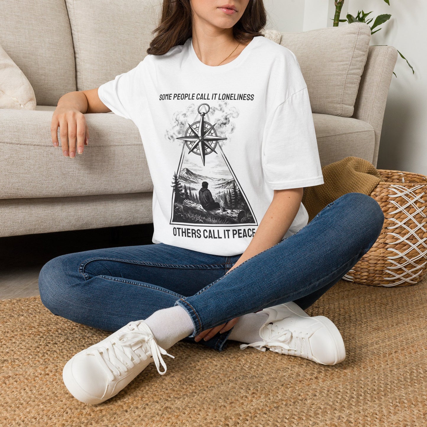 T-Shirt — "Some People Call It Loneliness, Others Call It Peace" Compass Graphic
