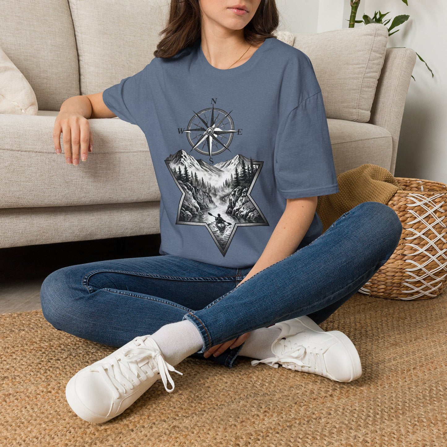 Compass & Mountain T-Shirt — Adventure Travel Graphic Tee