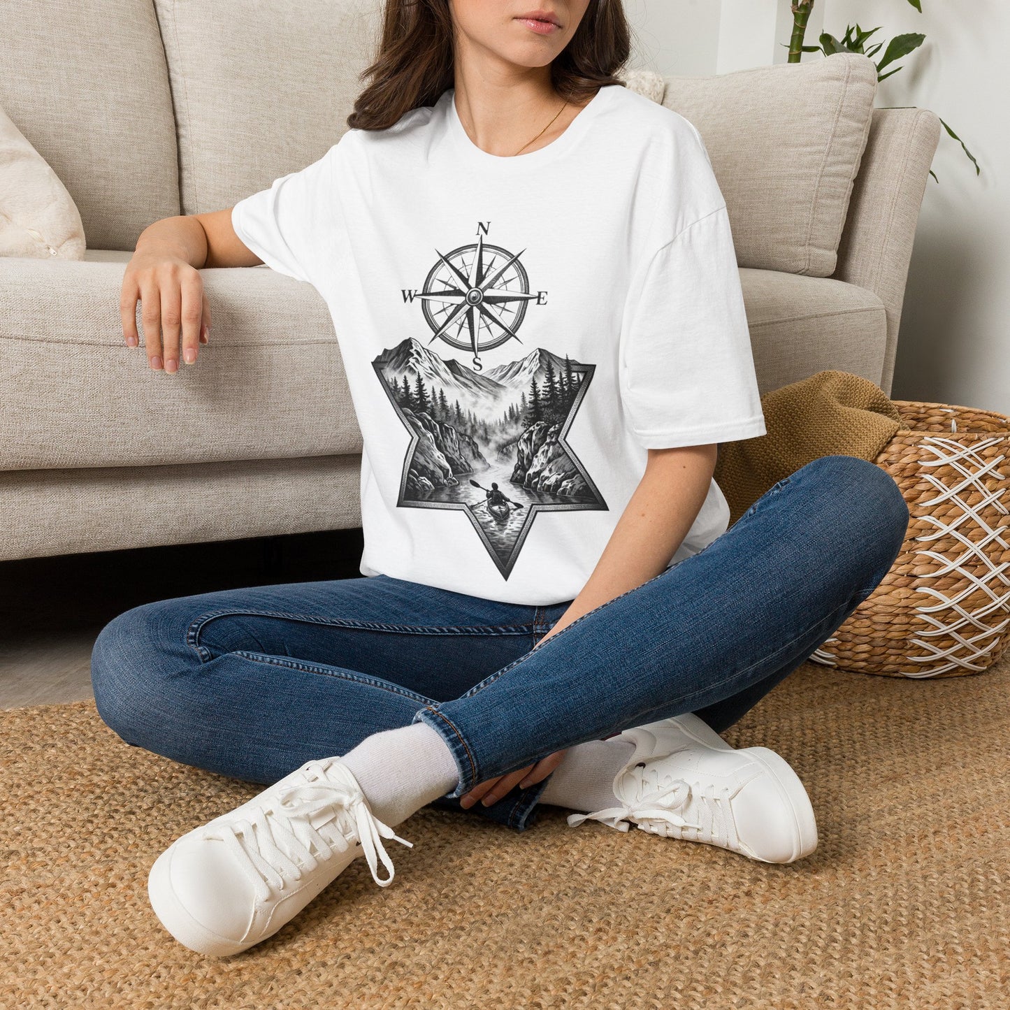 Compass & Mountain T-Shirt — Adventure Travel Graphic Tee