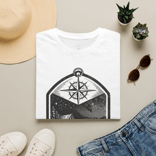 Camping T-Shirt — 'Sleeping Rough' Night Sky Tent Graphic