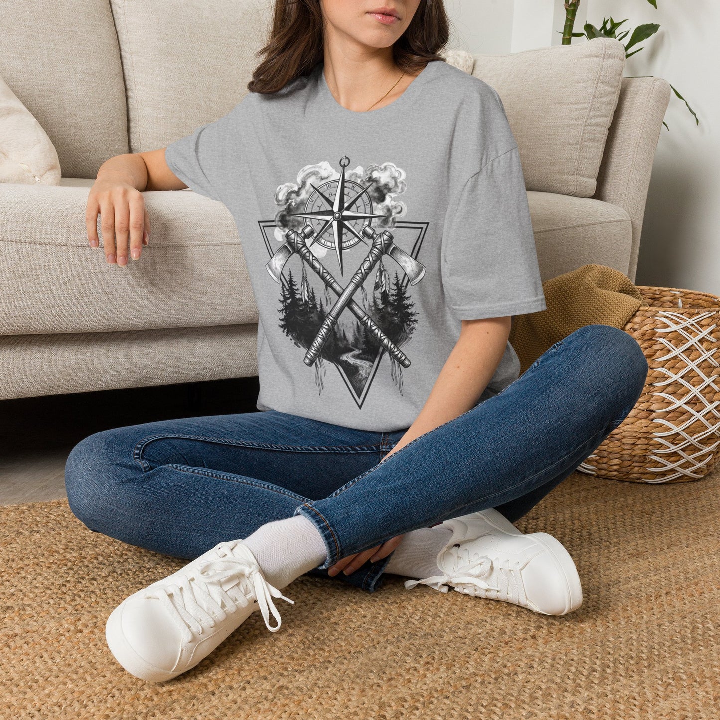 Compass & Axes Wilderness T-Shirt — Adventure Camping Forest Graphic