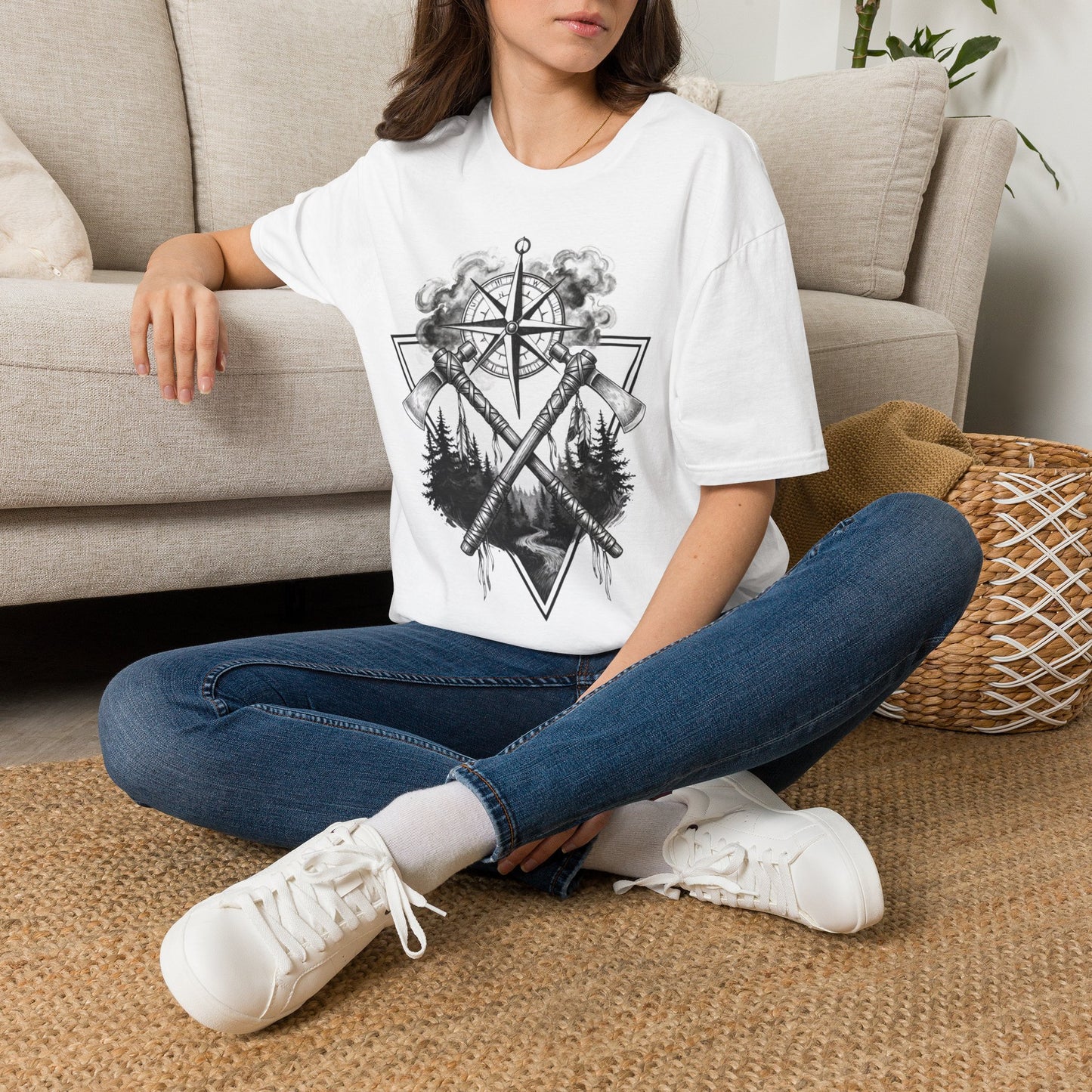 Compass & Axes Wilderness T-Shirt — Adventure Camping Forest Graphic