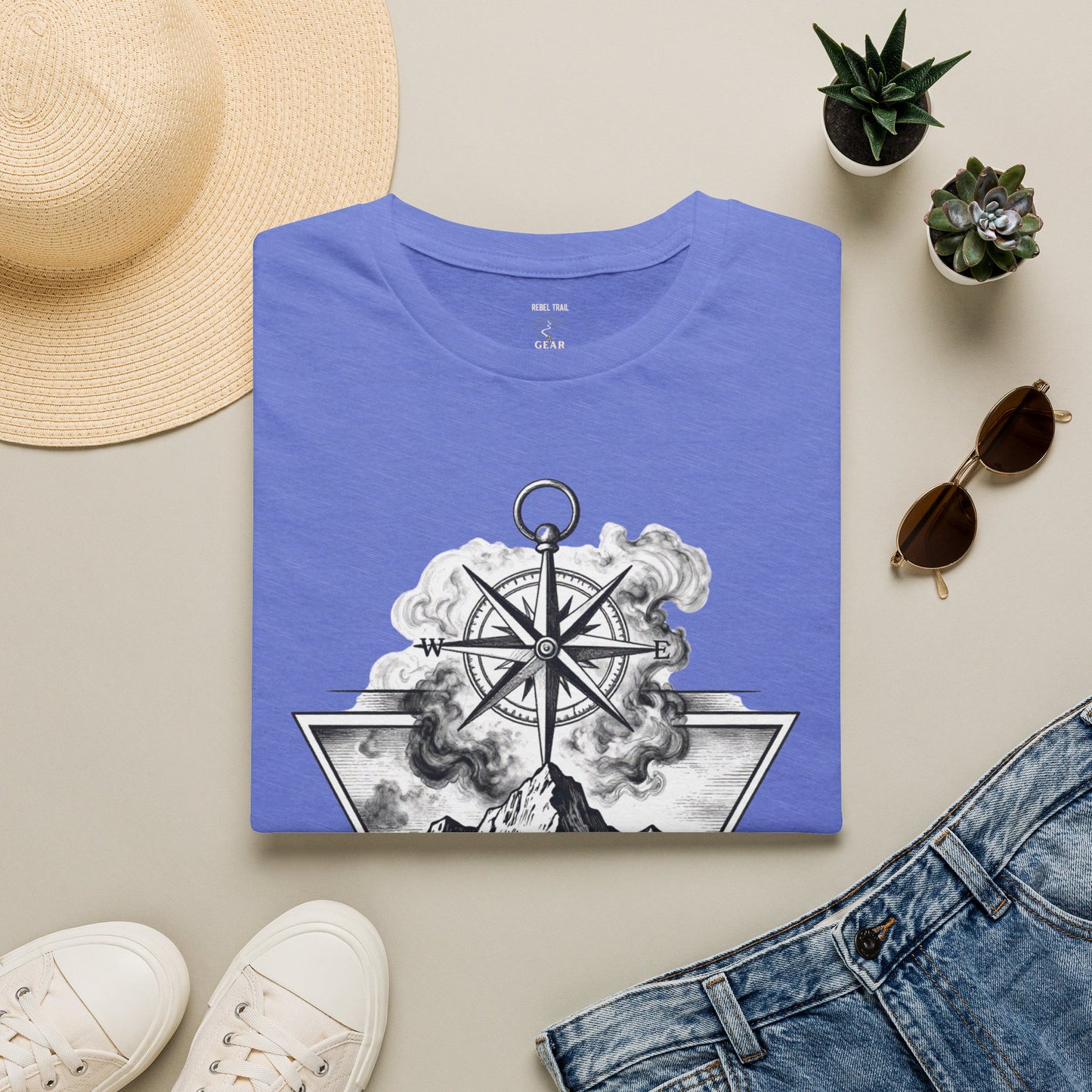 Compass & Mountain Graphic Tee — Adventure Travel Shirt
