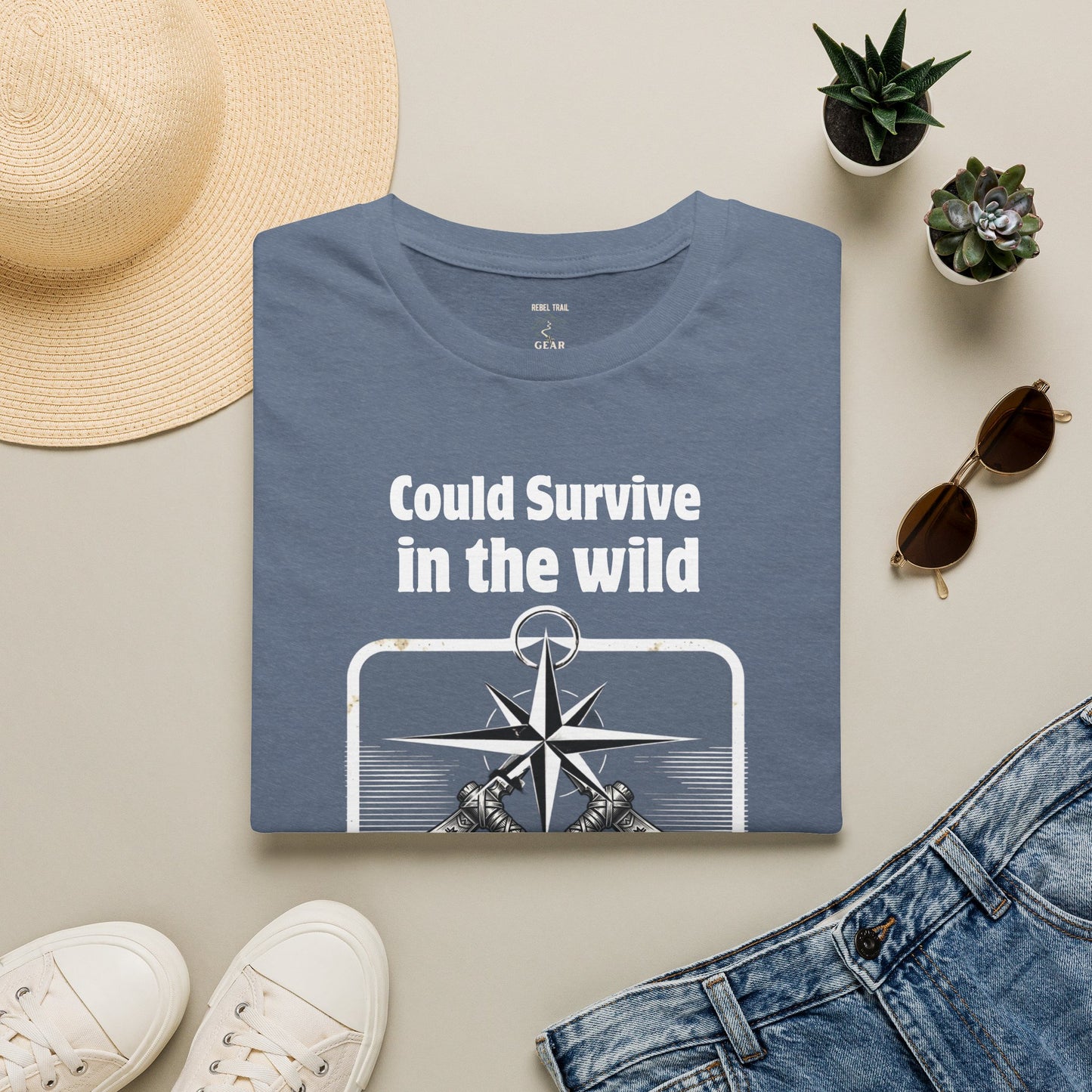 Could Survive in the Wild T-Shirt — Funny Camping Outdoor Tee ("Could Survive in the wild / choose not to")