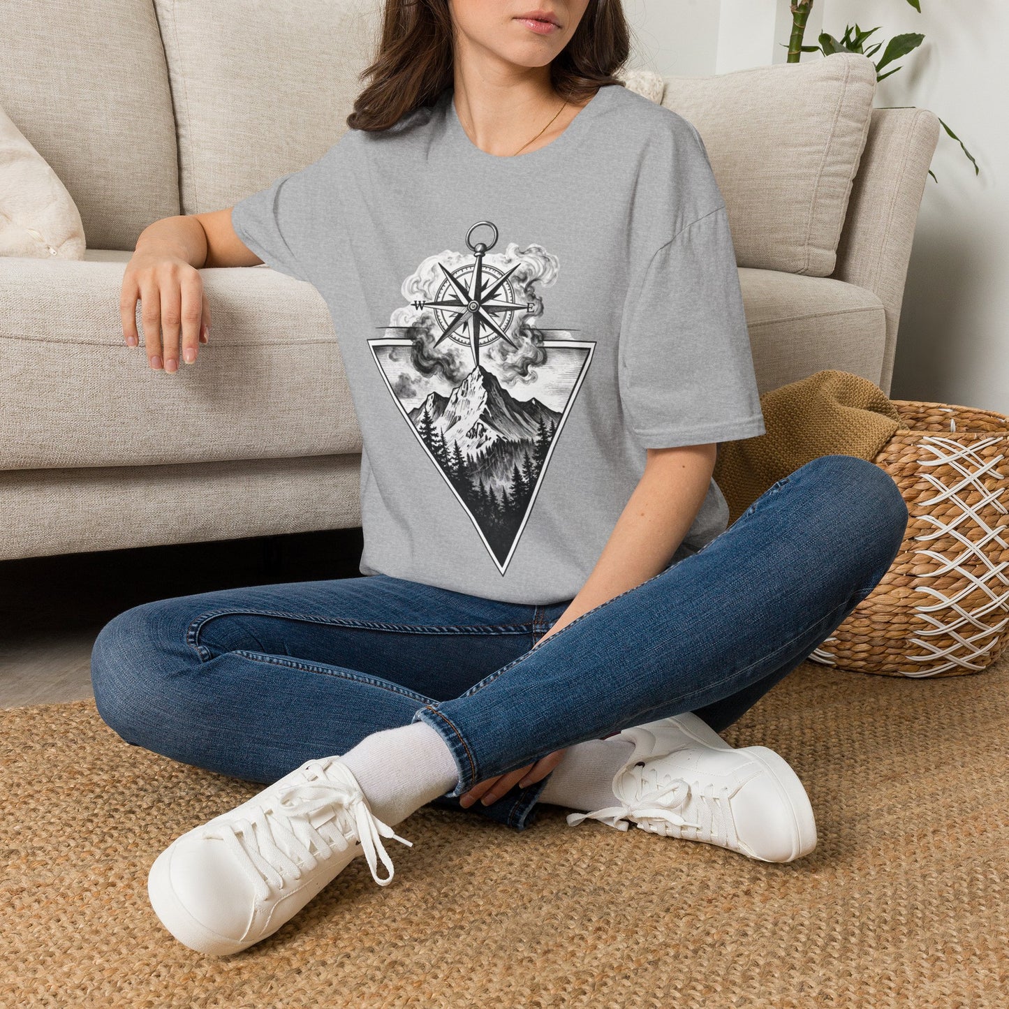Compass & Mountain Graphic Tee — Adventure Travel Shirt