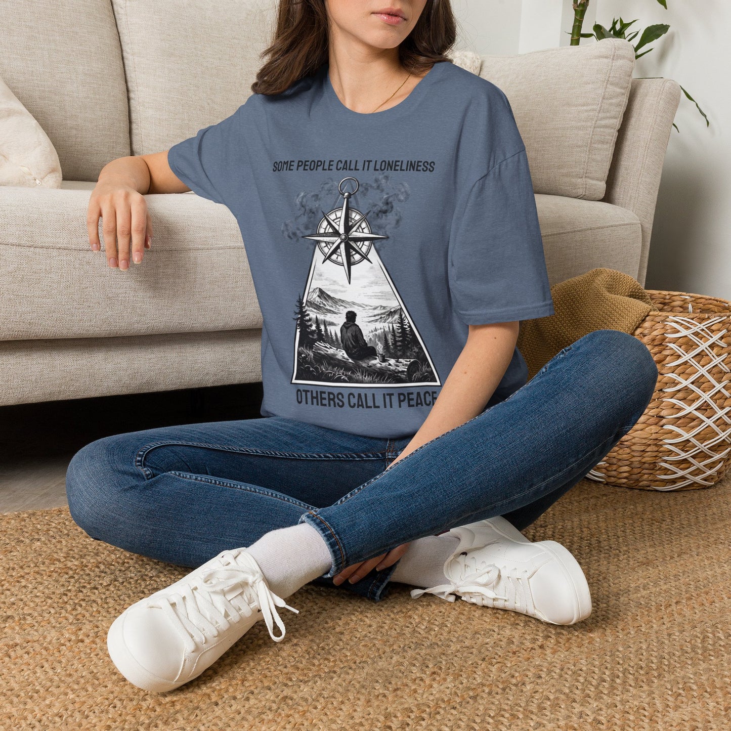 T-Shirt — "Some People Call It Loneliness, Others Call It Peace" Compass Graphic