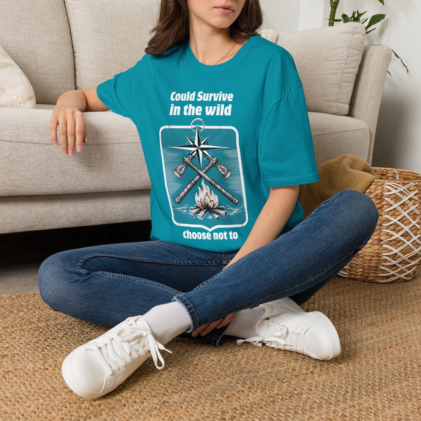 Could Survive in the Wild T-Shirt — Funny Camping Outdoor Tee ("Could Survive in the wild / choose not to")