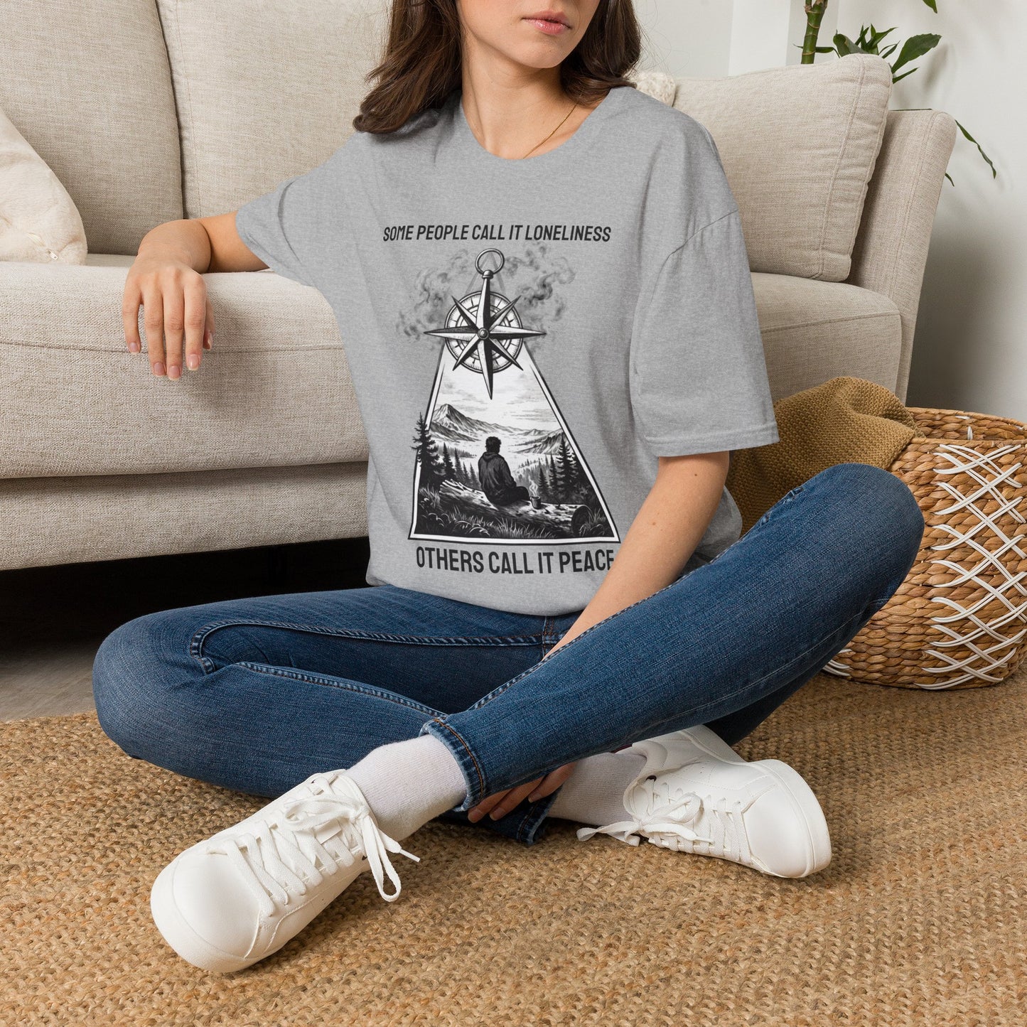 T-Shirt — "Some People Call It Loneliness, Others Call It Peace" Compass Graphic