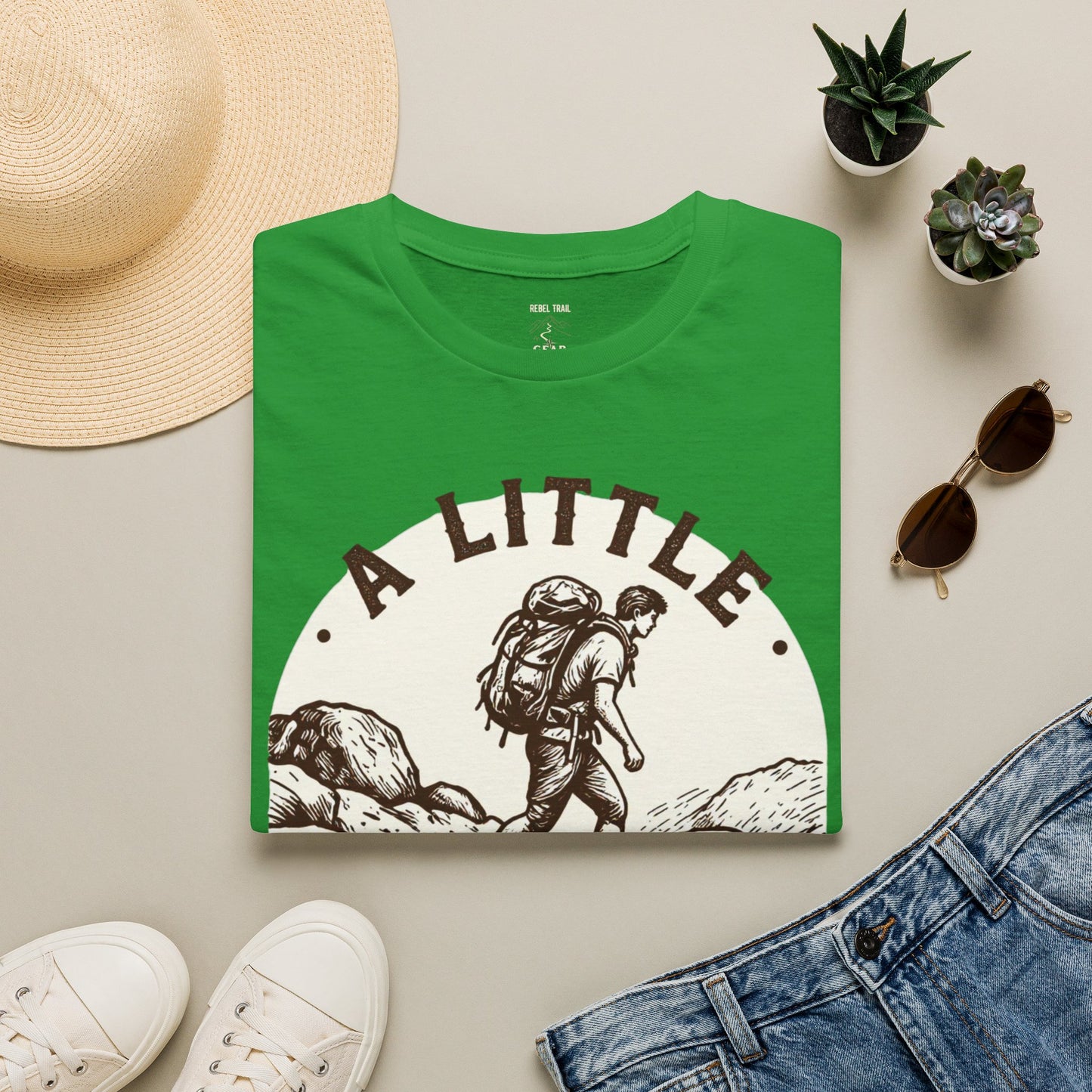 Hiking T-Shirt — "A Little Mud Never Hurt" Vintage Backpacker Tee