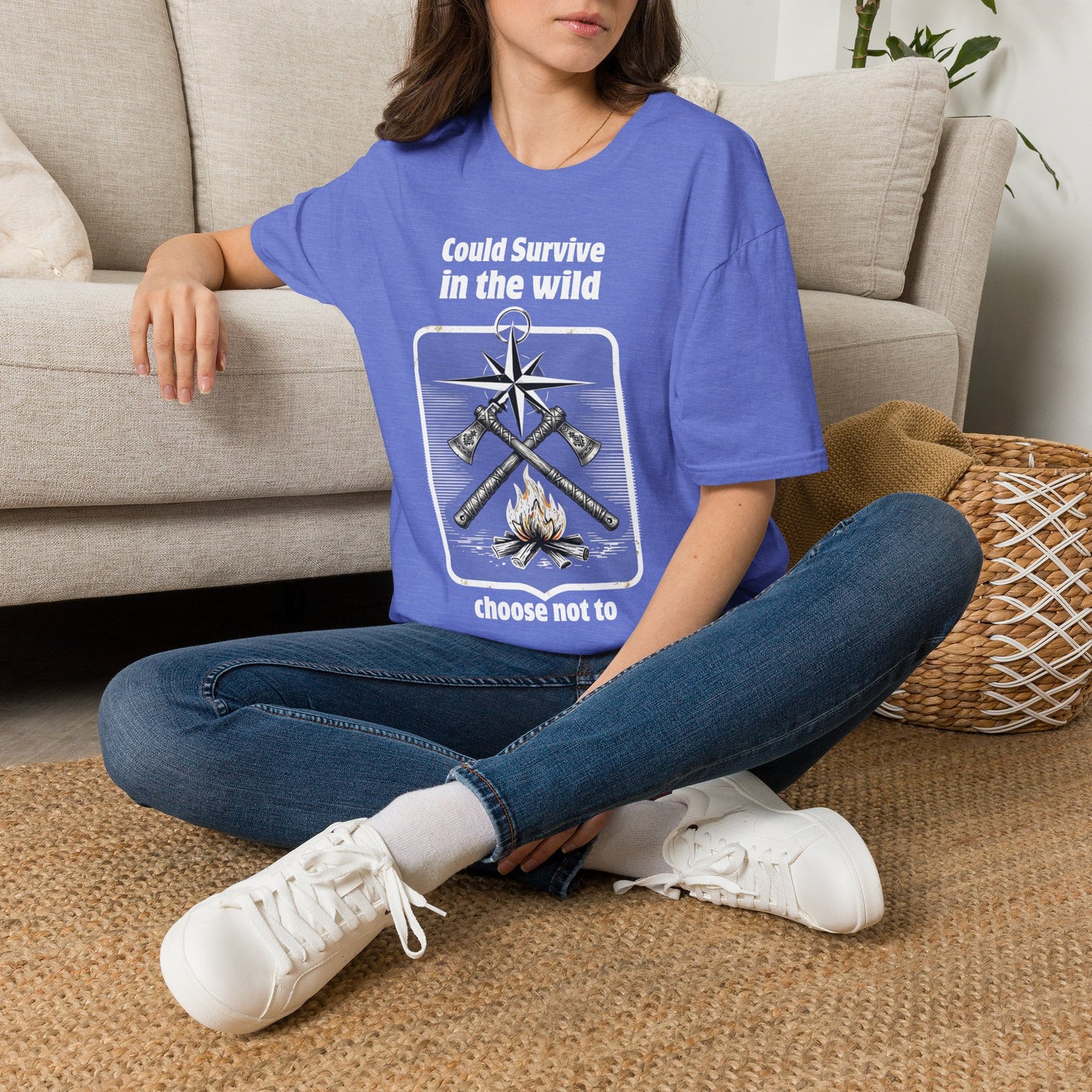 Could Survive in the Wild T-Shirt — Funny Camping Outdoor Tee ("Could Survive in the wild / choose not to")