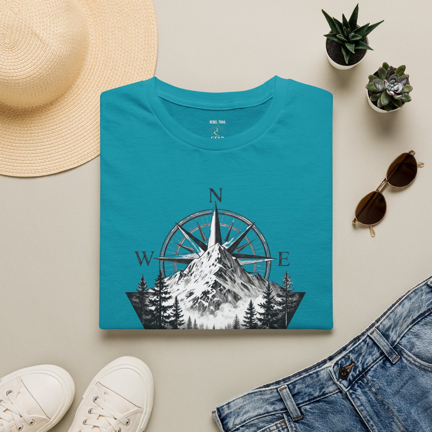 Mountain Compass T‑Shirt — Vintage Wilderness Adventure Tee