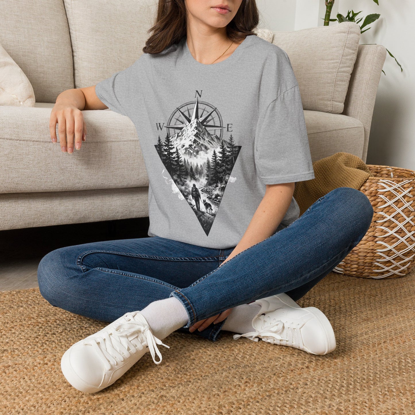 Mountain Compass T‑Shirt — Vintage Wilderness Adventure Tee