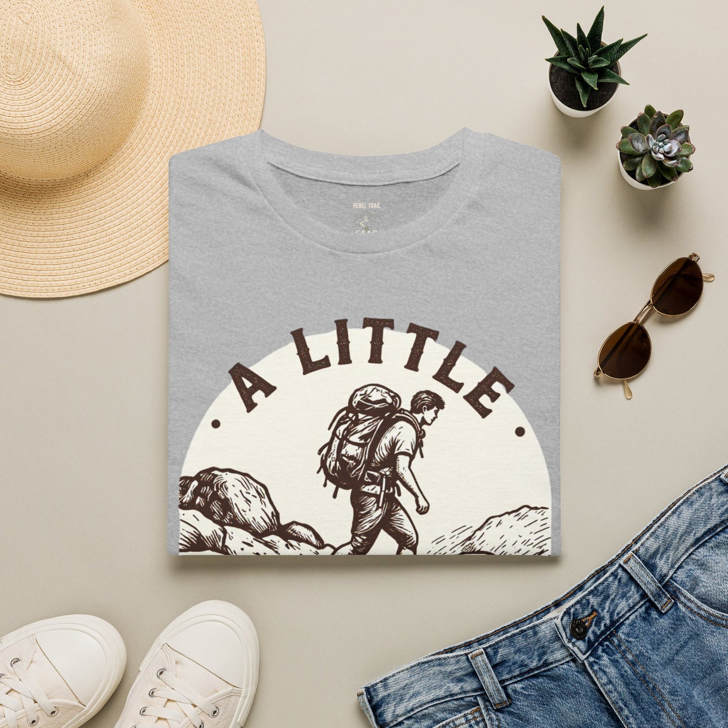 Hiking T-Shirt — "A Little Mud Never Hurt" Vintage Backpacker Tee