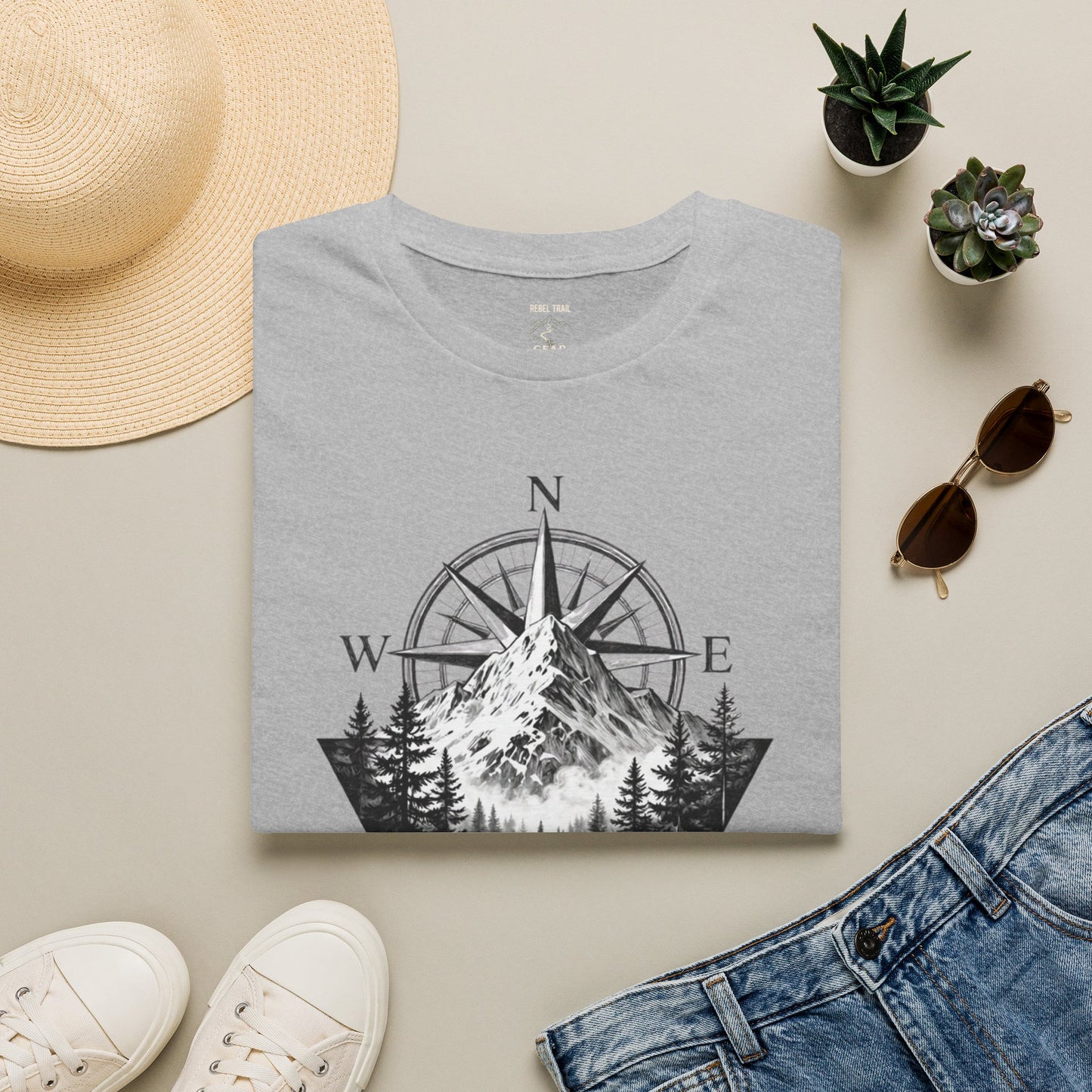 Mountain Compass T‑Shirt — Vintage Wilderness Adventure Tee