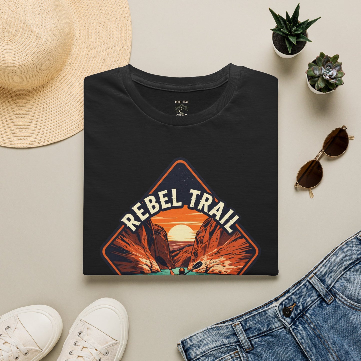 Rebel Trail Canyon Crusher T‑Shirt — Retro Desert Adventure Graphic Tee