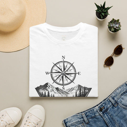 Compass & Mountain T-Shirt — Adventure Travel Graphic Tee
