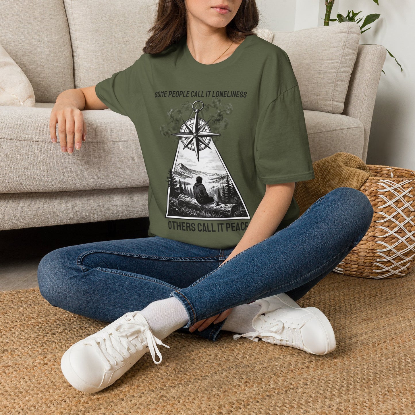 T-Shirt — "Some People Call It Loneliness, Others Call It Peace" Compass Graphic