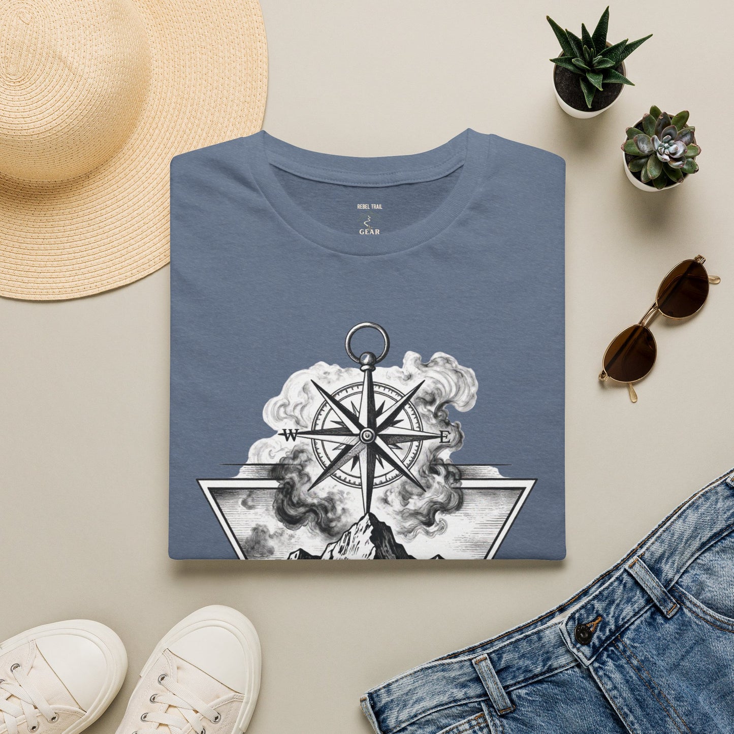 Compass & Mountain Graphic Tee — Adventure Travel Shirt