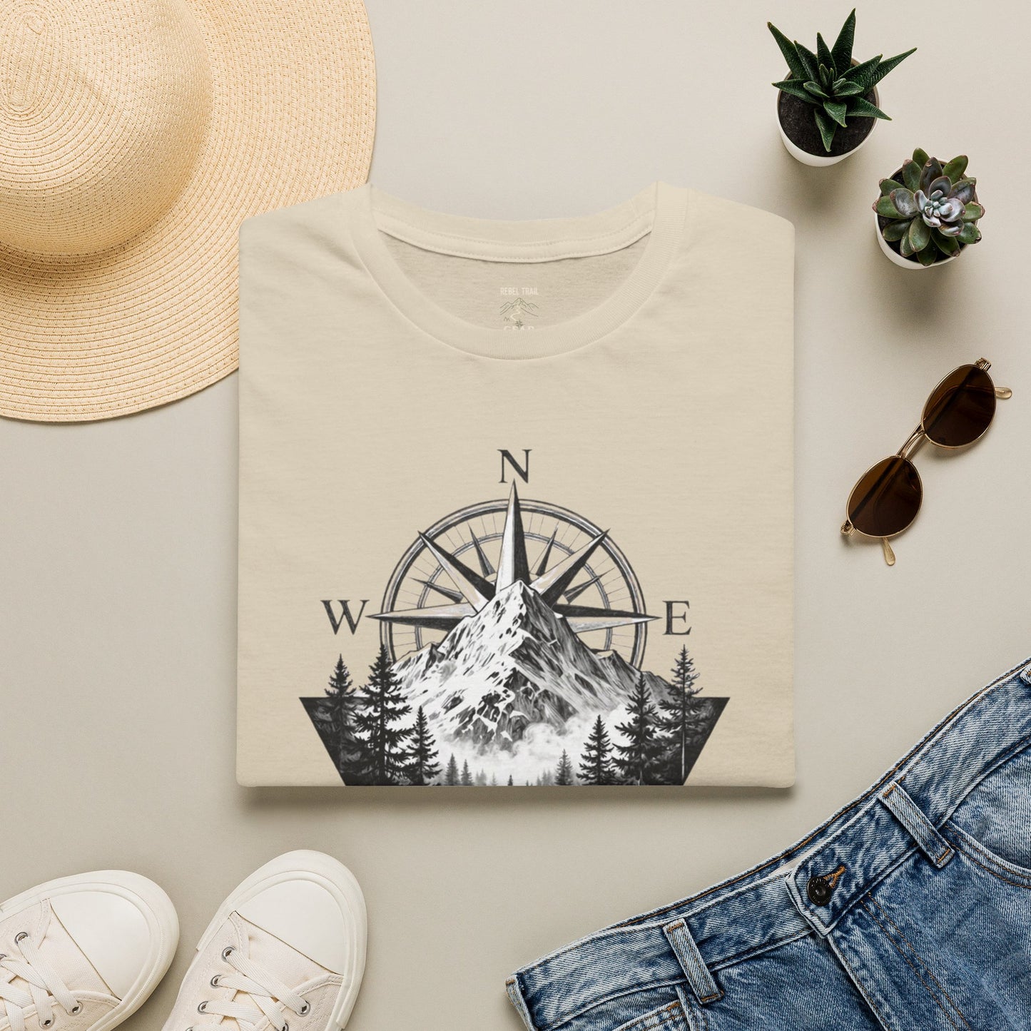 Mountain Compass T‑Shirt — Vintage Wilderness Adventure Tee