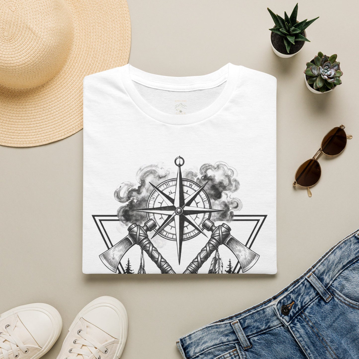 Compass & Axes Wilderness T-Shirt — Adventure Camping Forest Graphic