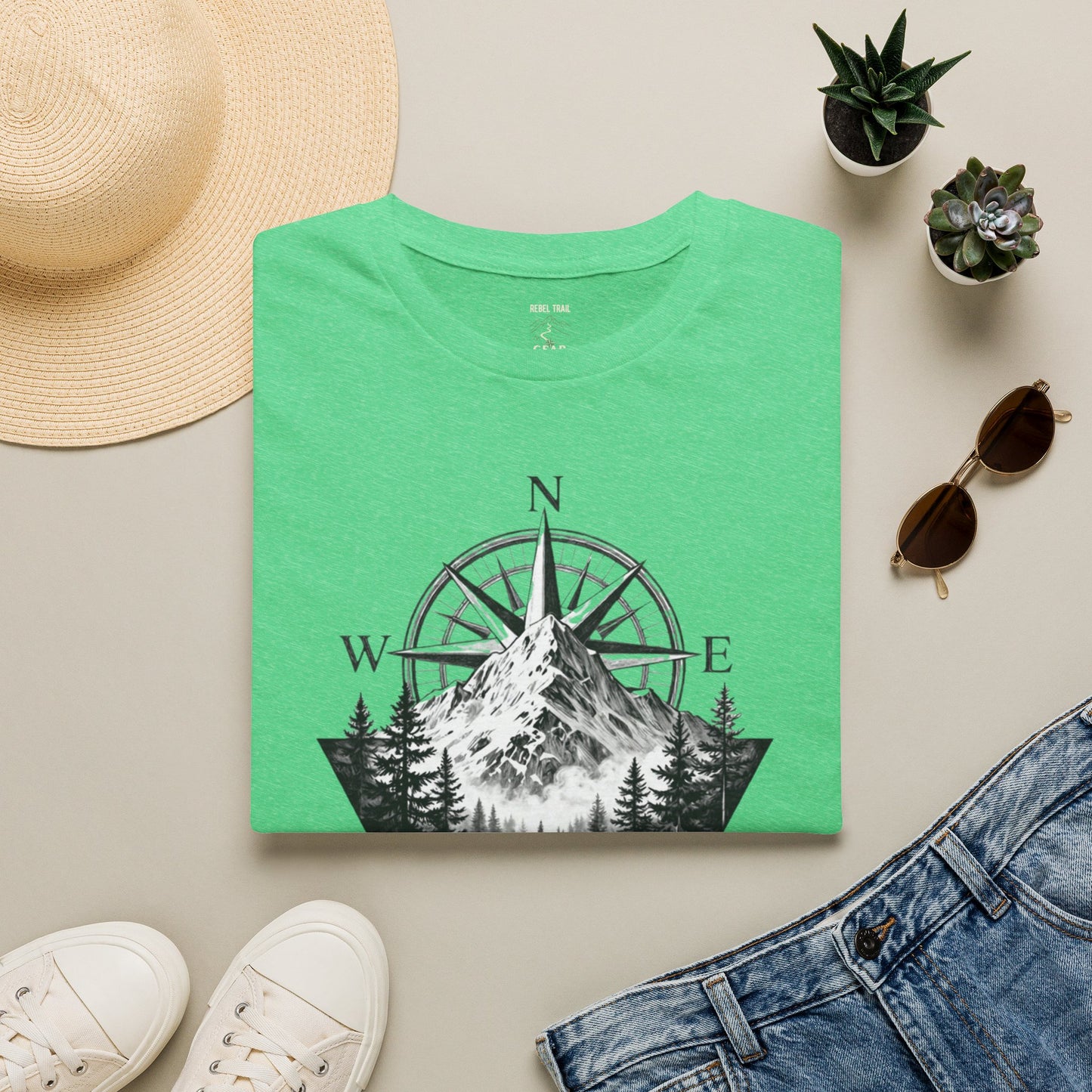 Mountain Compass T‑Shirt — Vintage Wilderness Adventure Tee