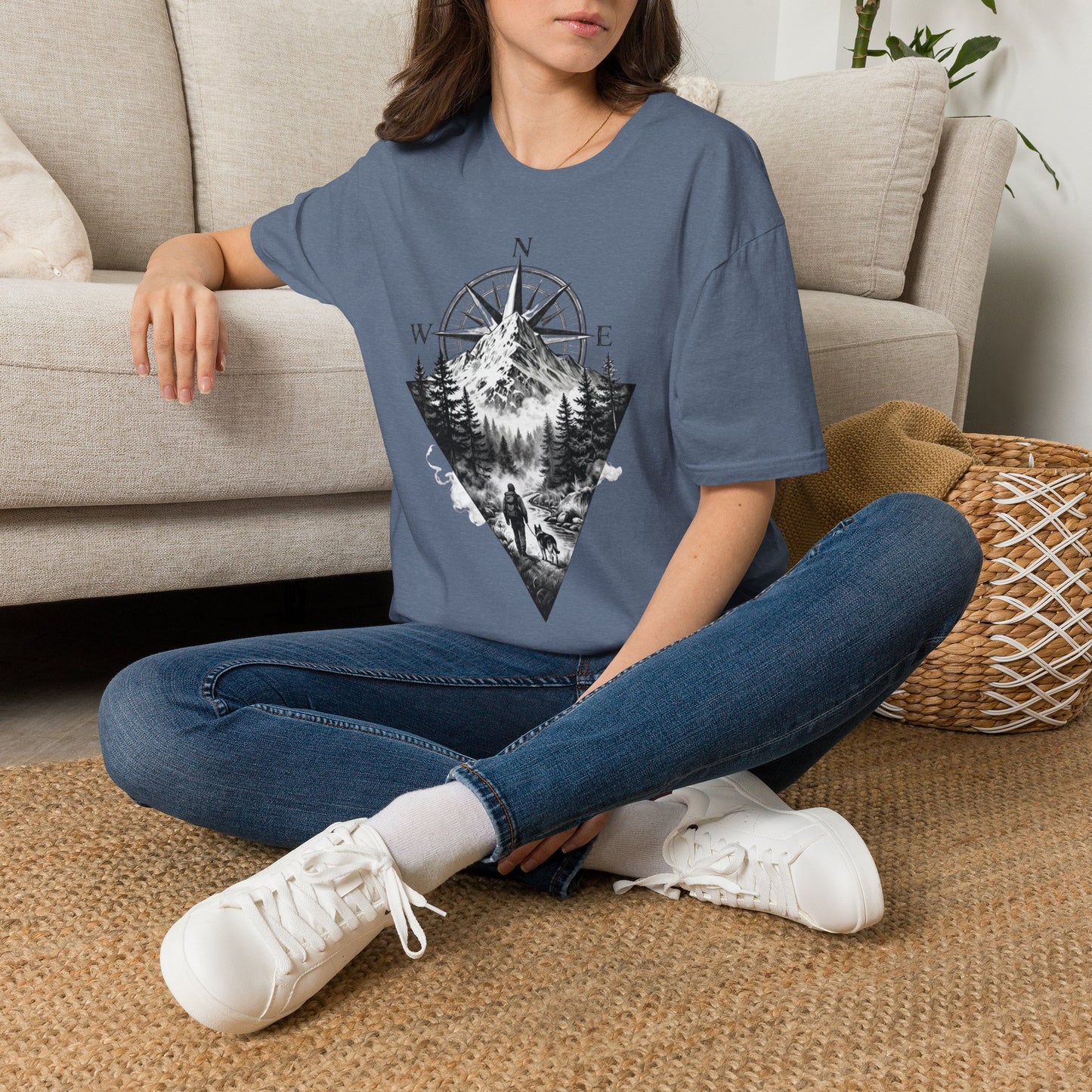 Mountain Compass T‑Shirt — Vintage Wilderness Adventure Tee