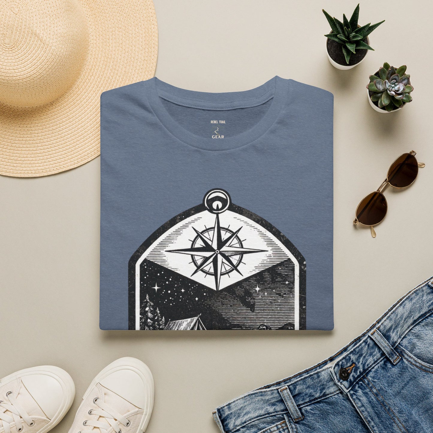 Camping T-Shirt — 'Sleeping Rough' Night Sky Tent Graphic