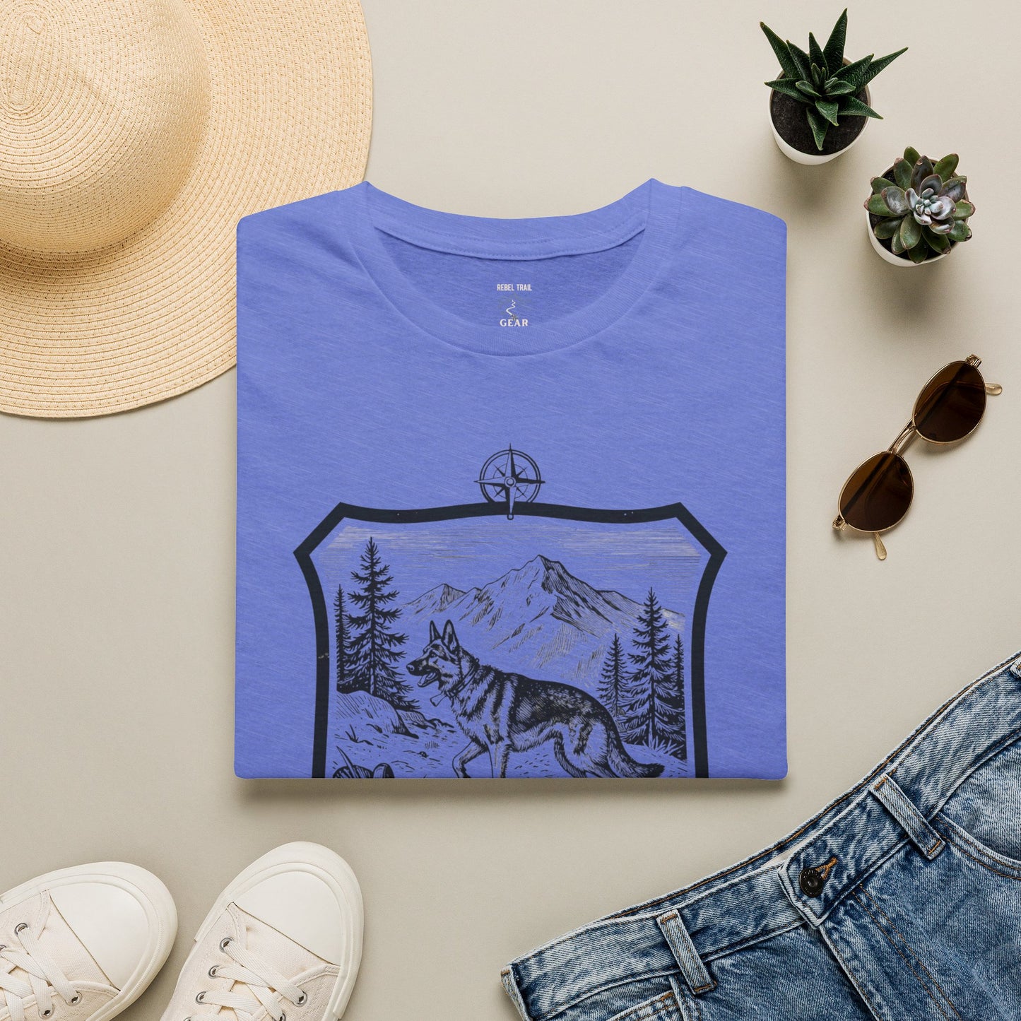 Dog Hiking T-Shirt — "He Plans the Route" Outdoor Adventure Tee