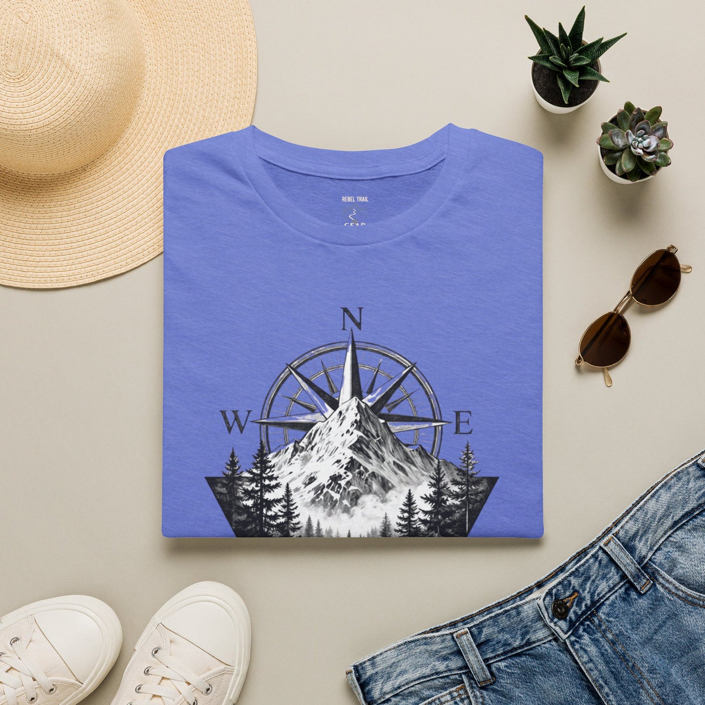 Mountain Compass T‑Shirt — Vintage Wilderness Adventure Tee