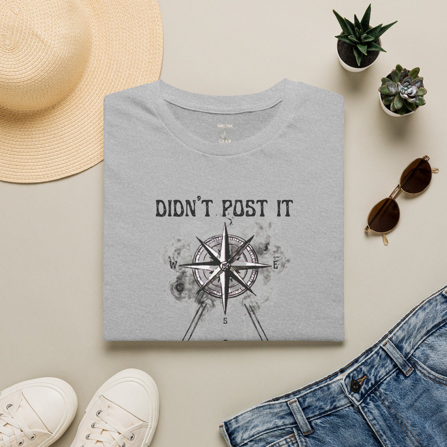 T-Shirt — "Didn't Post It, Still Happened" Compass Adventure Tee