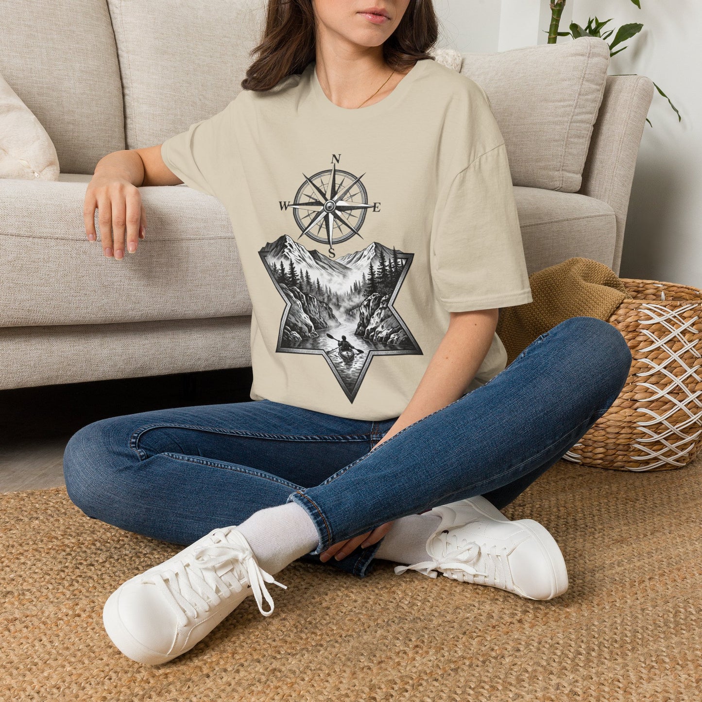 Compass & Mountain T-Shirt — Adventure Travel Graphic Tee