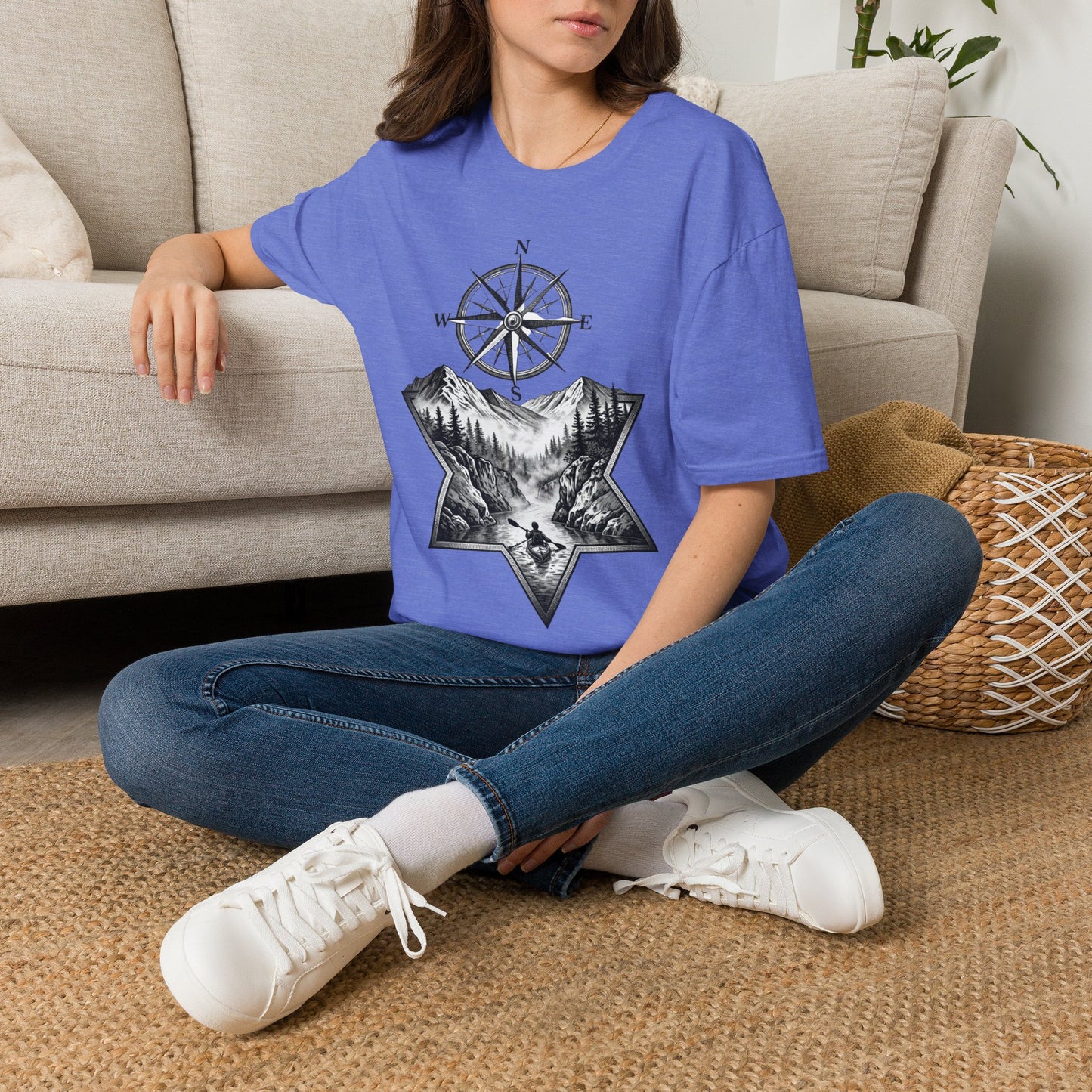 Compass & Mountain T-Shirt — Adventure Travel Graphic Tee
