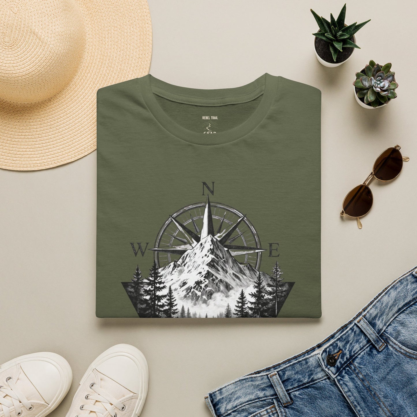 Mountain Compass T‑Shirt — Vintage Wilderness Adventure Tee