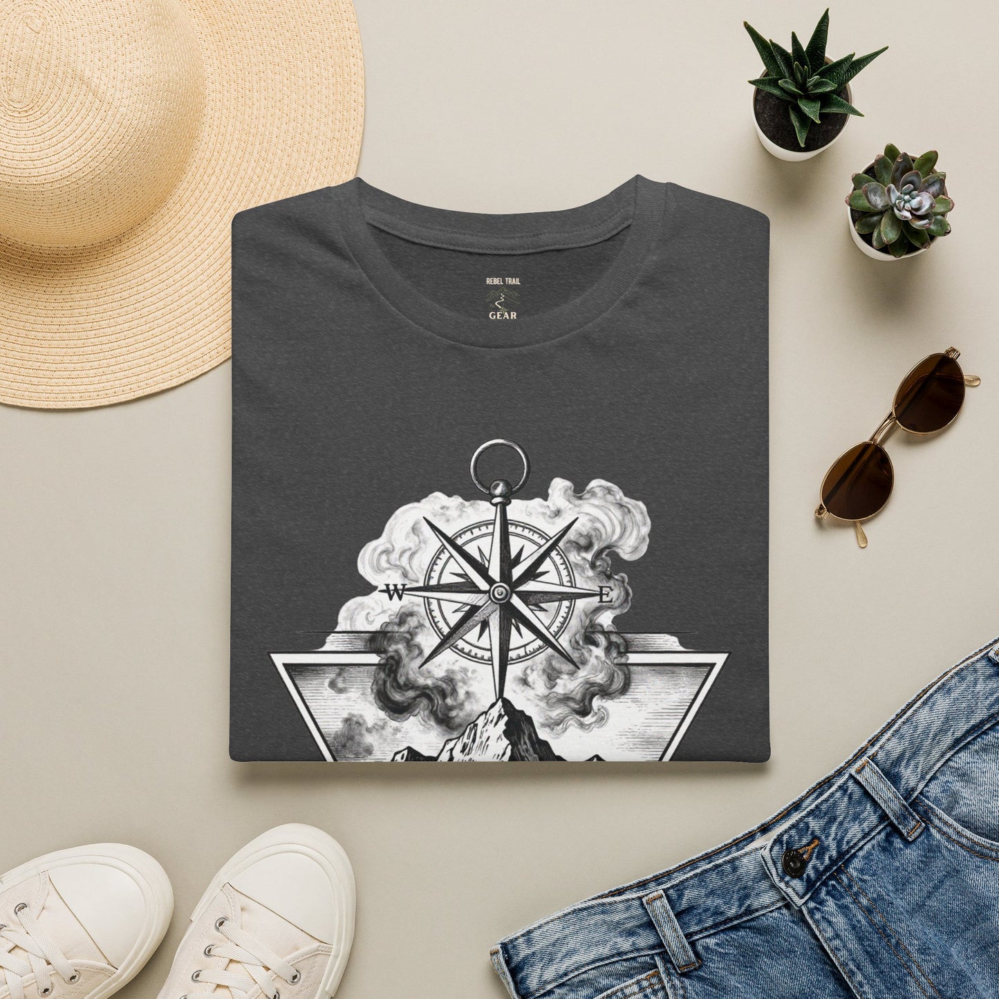 Compass & Mountain Graphic Tee — Adventure Travel Shirt