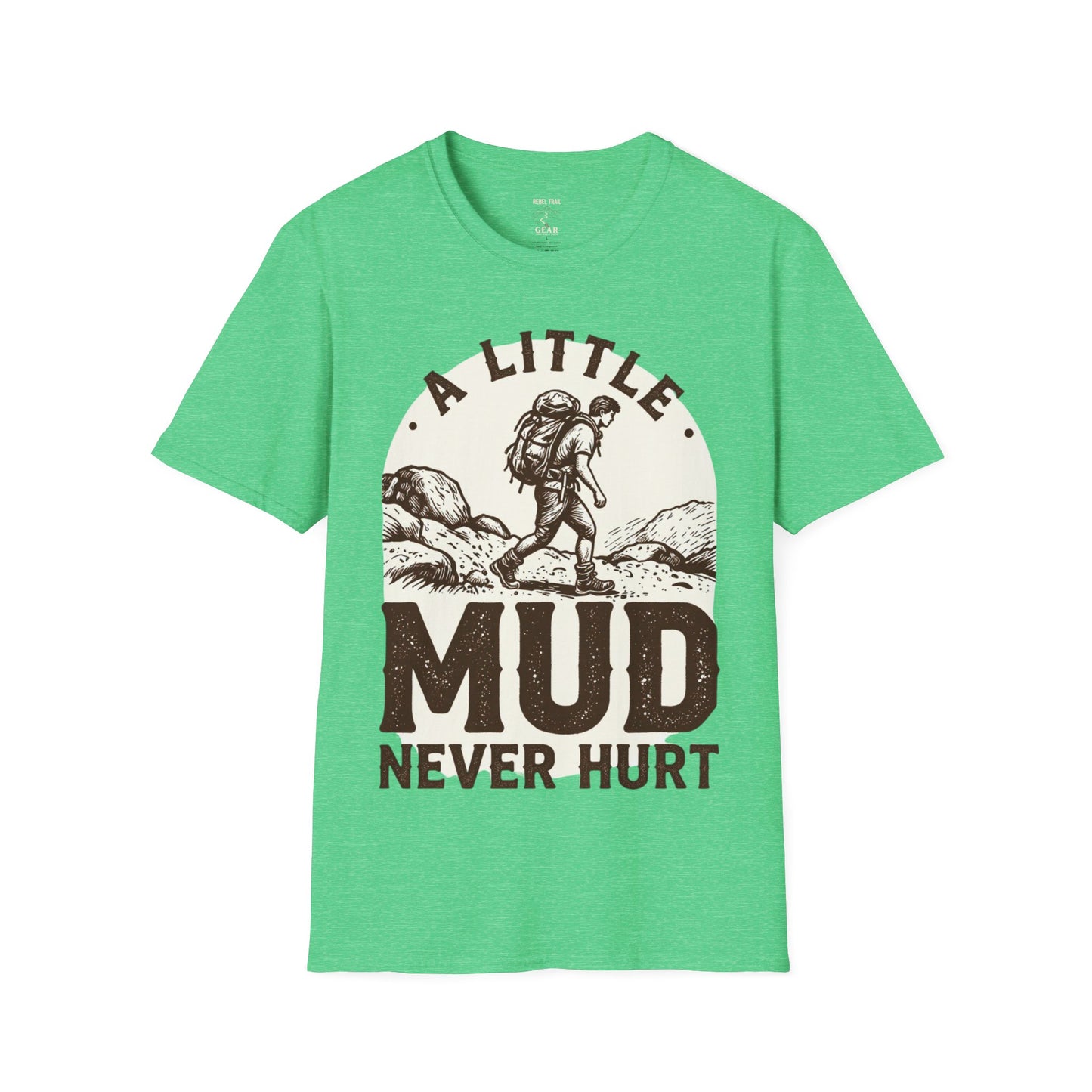 Hiking T-Shirt — "A Little Mud Never Hurt" Vintage Backpacker Tee