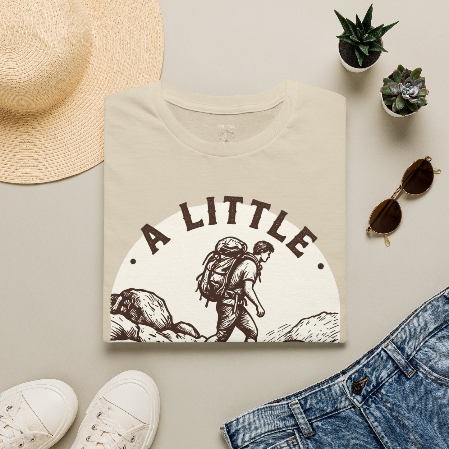Hiking T-Shirt — "A Little Mud Never Hurt" Vintage Backpacker Tee