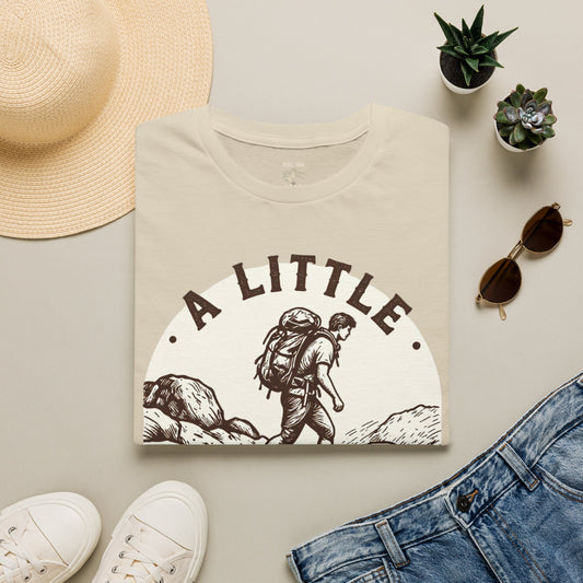 Hiking T-Shirt — "A Little Mud Never Hurt" Vintage Backpacker Tee