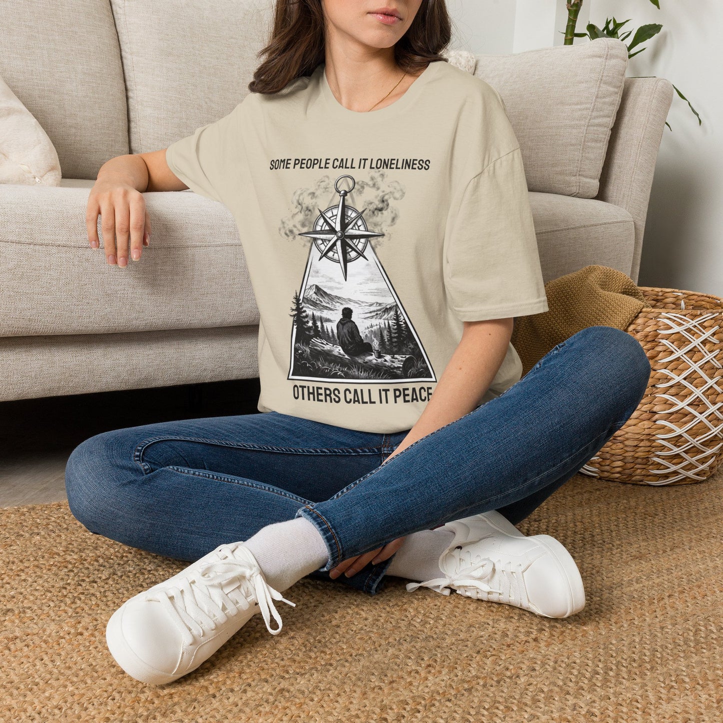 T-Shirt — "Some People Call It Loneliness, Others Call It Peace" Compass Graphic