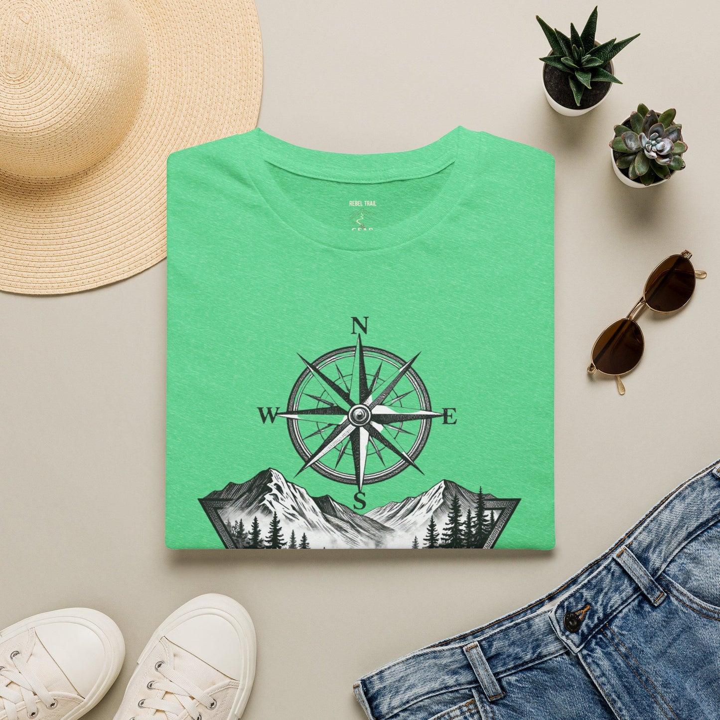 Compass & Mountain T-Shirt — Adventure Travel Graphic Tee