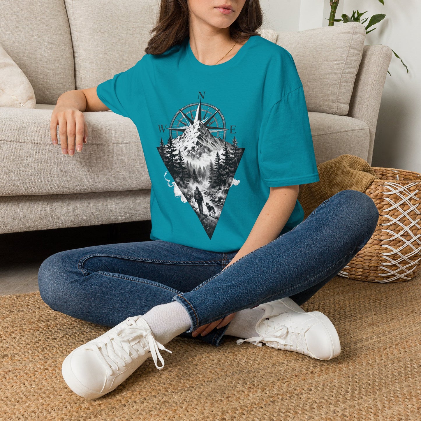 Mountain Compass T‑Shirt — Vintage Wilderness Adventure Tee