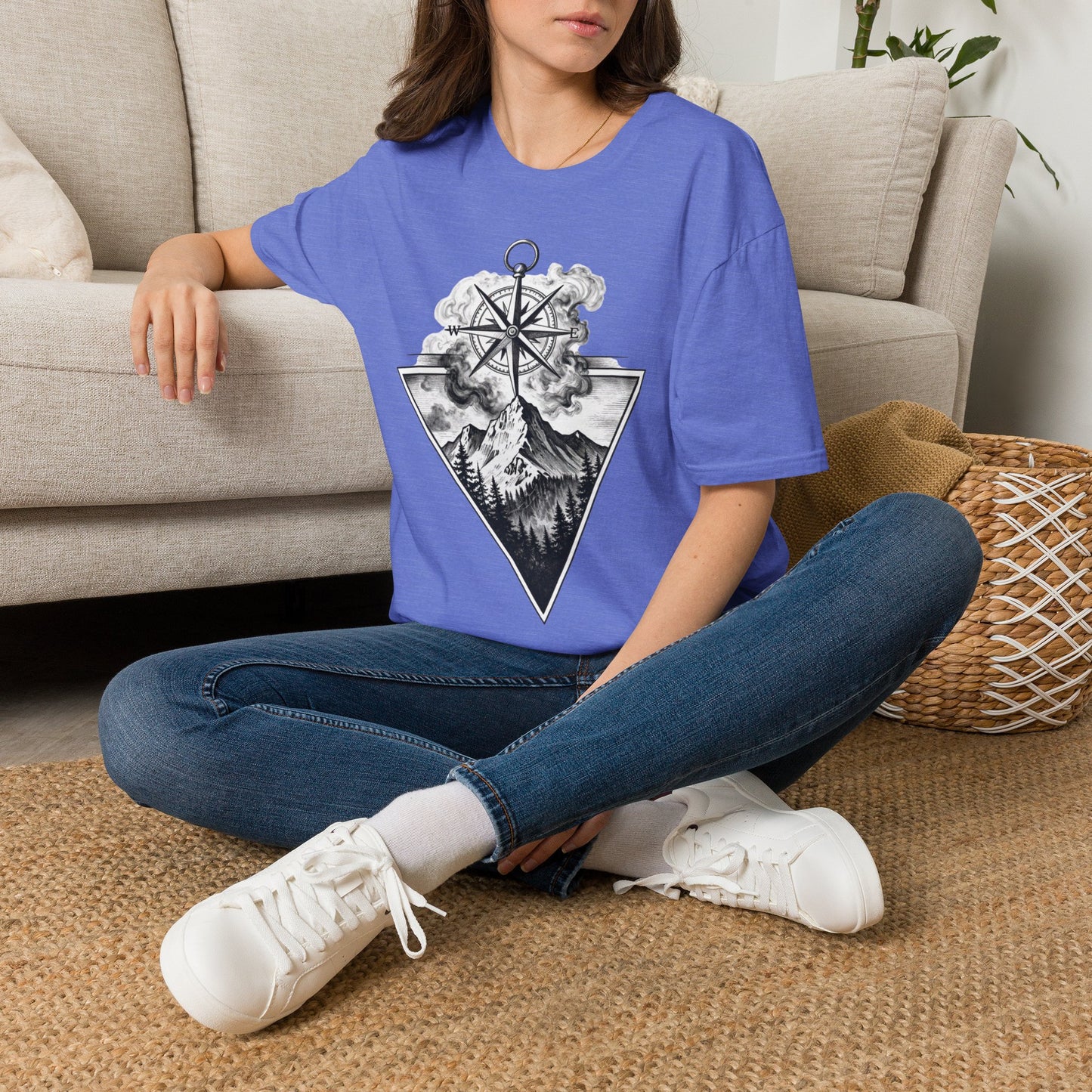 Compass & Mountain Graphic Tee — Adventure Travel Shirt